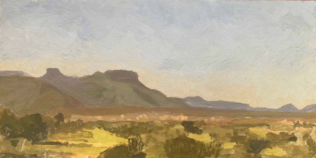 © 2025 Tracy Algar - Dusty Landscape near Graaff-Reinet - original oil painting