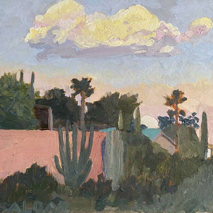 © 2025 Tracy Algar - Winter Sunset Cloud, Adendorp - original oil painting