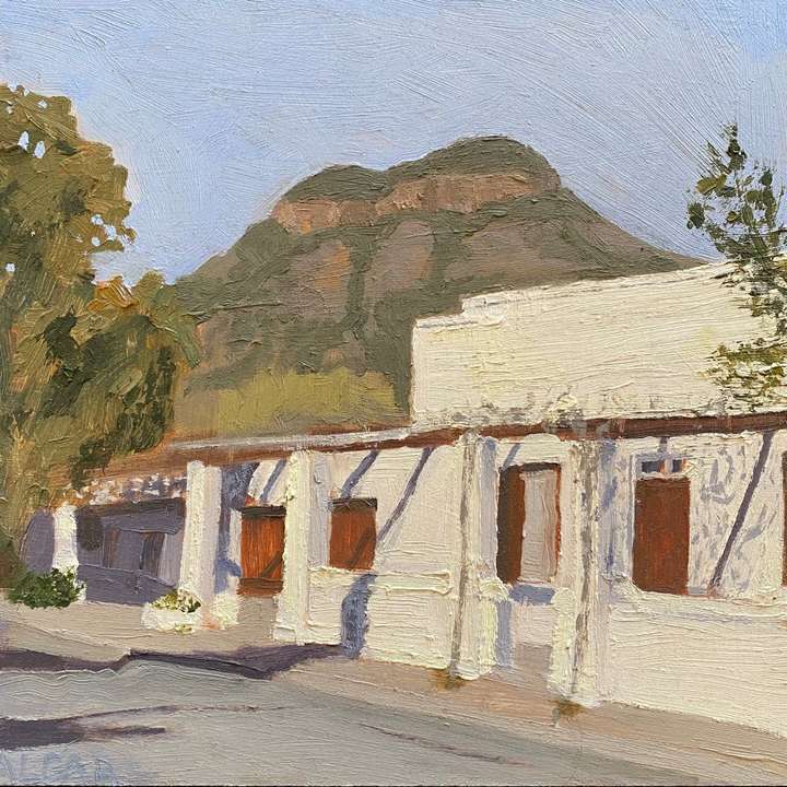 © Tracy Algar - House in the Karoo Sun, Graaff-Reinet - Karoo landscape oil painting