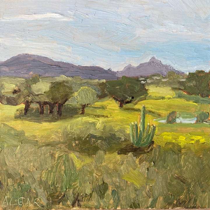 © Tracy Algar - Tandtjiesberg from Graaff-Reinet Golf Club - Karoo landscape oil painting