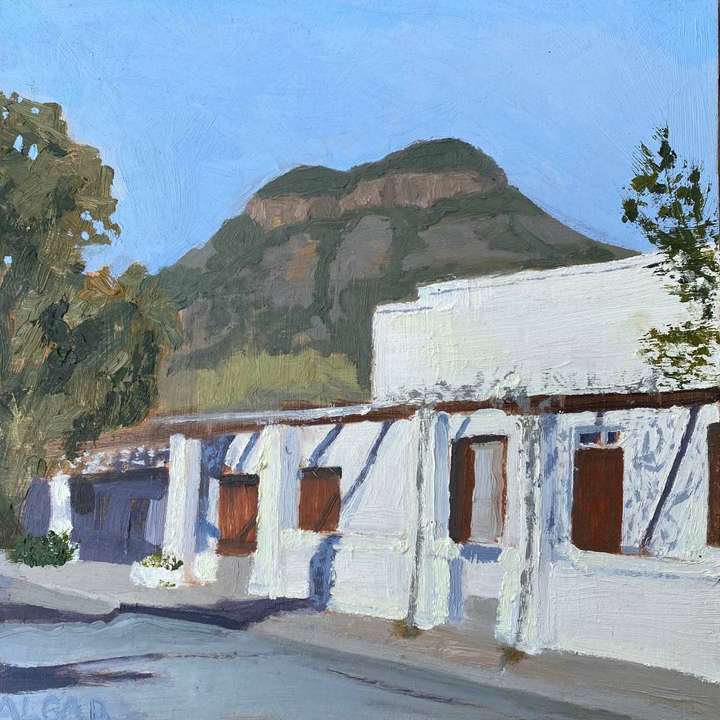 © 2025 Tracy Algar - original oil painting of a House in the Karoo Sun, Graaff-Reinet - Karoo landscape