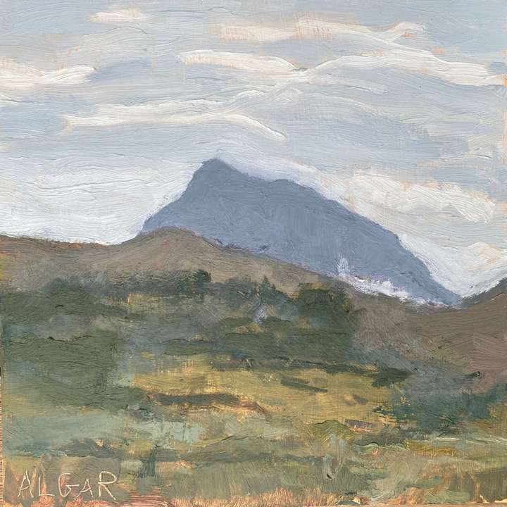 © 2026 Tracy Algar - original plein air painting of Kompasberg on an overcast day, Nieu-Bethesda