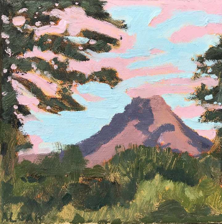 © 2024 Tracy Algar - original oil painting of Sunrise at Dalham Farm, Graaff-Reinet - Karoo landscape