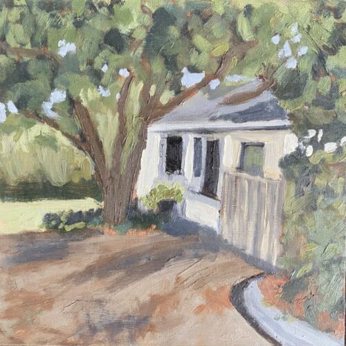 Mariana's house, Stanford - oil painting by Tracy Algar